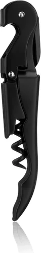 Vista 12 de True Truetap Sacacorchos de camarero de doble bisagra, abridor de botellas de vino de acero inoxidable con cortador de papel de aluminio Negro