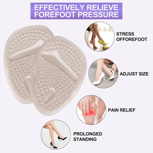Vista 3 de 6 pares de almohadillas metatarsianas para talones de bolas de gel de pies para mujeres, almohadillas adhesivas invisibles para el antepié, inserto
