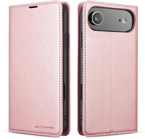 Vista 18 de QLTYPRI Funda tipo cartera para iPhone Air, 3 tarjeteros, color negro Funda de piel sintética de alta calidad, cierre magnético, soporte