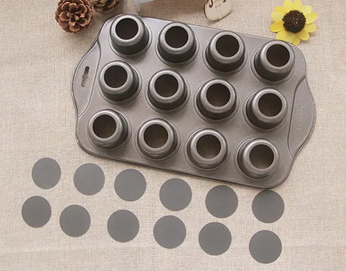 Vista 7 de Tosnail Paquete de 2 mini moldes para tarta de queso de 12 cavidades con parte inferior extraíble