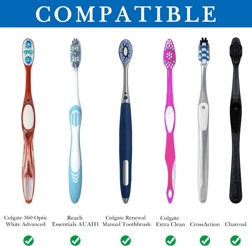 Vista 3 de Linkidea Soporte para cepillos de dientes con cubierta para baño, ducha, acero inoxidable, autoadhesivo, 6 ranuras, organizador de cepillos