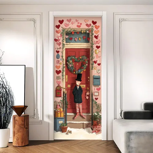 Vista 21 de Enchanted Secret - Mural para puerta de jardín, despegar y pegar, cubiertas decorativas de puerta de arco floral talladas vintage, adhesivo