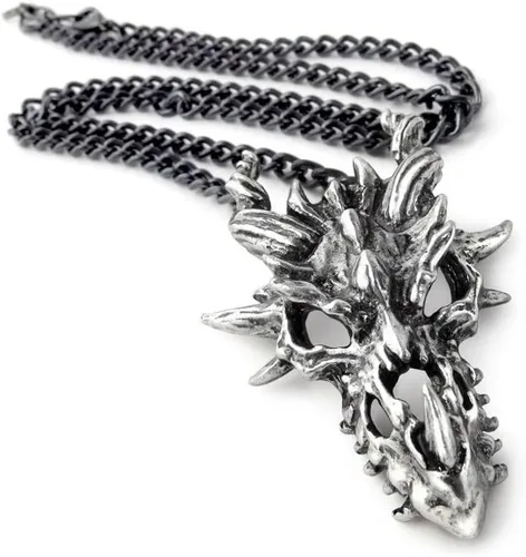 Vista 3 de Alchemy Gothic Colgante de calavera de dragón (Metal-Wear), Peltre