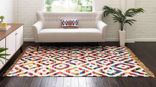 Vista 4 de Unique Loom Chindi Trellis Collection - Alfombra geométrica, suroeste, diamantes, colores brillantes