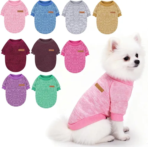 Vista 13 de 2 piezas de suéter clásico de punto para perro Idepet, abrigo de forro polar para perros pequeños y medianos, ropa cálida para perros y gatos