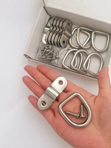 Vista 5 de Anclaje de amarre con anillo en D de acero inoxidable 304 de 1/4 de pulgada, superficie de amarre resistente, montaje en suelo para un transporte