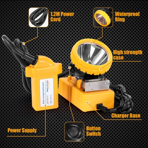 Vista 3 de Faro LED recargable de alta luminosidad para minería – Lámpara de casquillo de casco duro impermeable súper brillante, faro subterráneo a prueba