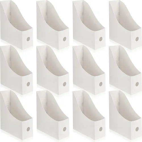 Vista 9 de Geyee Paquete de 12 soportes de plástico para archivadores de revistas, organizador de escritorio para revistas, cajas de archivos resistentes