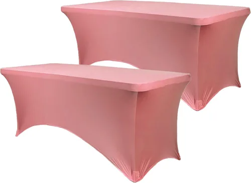 Vista 22 de Paquete de 2 manteles de mesa elásticos de elastano para mesas rectangulares de 4 pies, mantel ajustable de 48 pulgadas de largo x 30 pulgadas