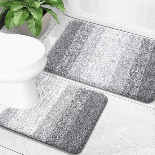 Vista 52 de OLANLY - Juego de tapetes para baño de 2 piezas, de microfibra, suaves y absorbentes, antideslizantes, lavables a máquina y para secadora, felpudos