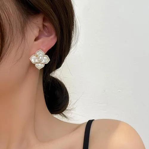 Vista 5 de H&Z - Aretes de aguja de plata 926 con diseño de flor de perla, estilo vintage, estilo barroco, boda, regalo de cumpleaños para mujer
