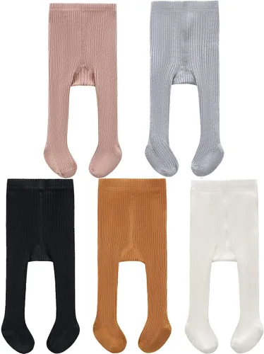 Vista 8 de CECORC - Mallas para niñas bebé, mallas para niñas pequeñas con punto trenzado, gruesas, de algodón, pantimedias para bebé, 1-10T Paquete de 2