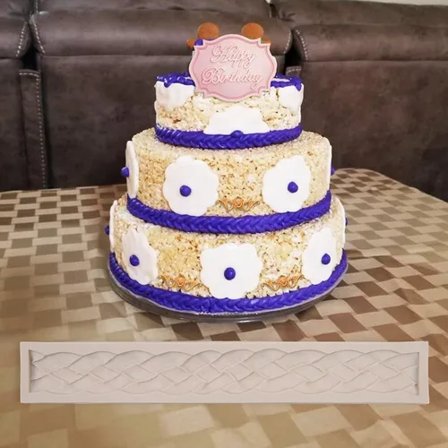 Vista 6 de Molde de silicona de cuerda, paquete de 2 tiras de arcilla polimérica con borde de encaje, para decoración de pasteles, decoración de cupcakes