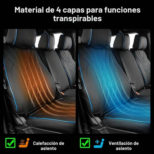 Vista 8 de EKR - Juego completo de fundas de asiento de coche F150 2021-2026 (4 Cuero (negro con borde azul)