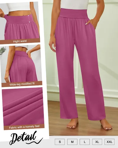 Vista 85 de Neer - Conjunto de 3 pantalones de yoga de pierna ancha para mujer - Pantalones deportivos cómodos, holgados, de cintura alta y casuales