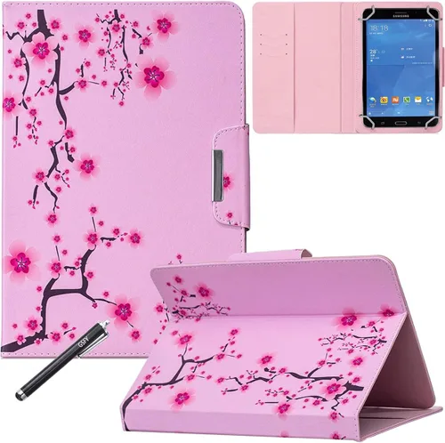Vista 12 de NewShine - Funda universal de 7.0 pulgadas, diseño de mármol de flores de cuero sintético, plegable, con ranuras para tarjetas y bolsillo