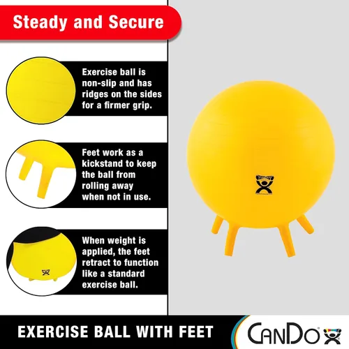 Vista 2 de Pelota de ejercicios CanDo inflable con pies de estabilización, 1