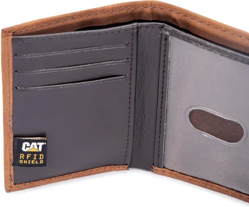 Vista 3 de Caterpillar Billetera triple de cuero para hombre con ventana de identificación
