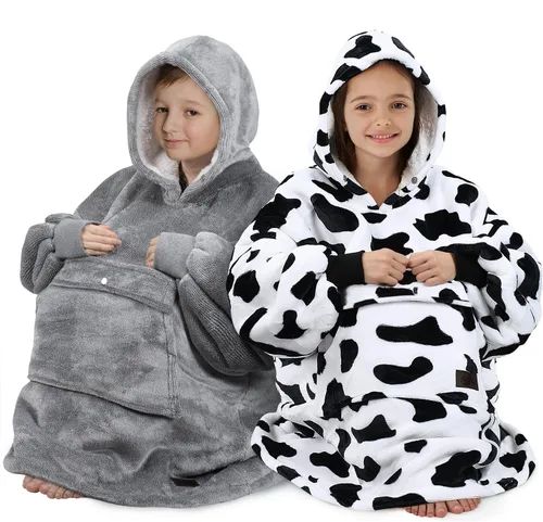Vista 6 de Catalonia Sudadera tipo manta con capucha para niños, sudadera de sherpa extragrande para adolescentes jóvenes, idea de regalo Dual-Layer Design