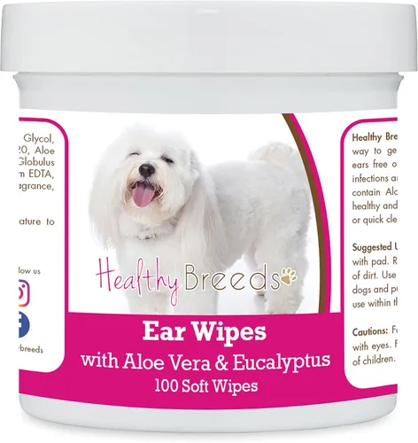 Vista 18 de Healthy Breeds Affenpinscher Toallitas de limpieza de oídos con aloe y eucalipto para perros, 100