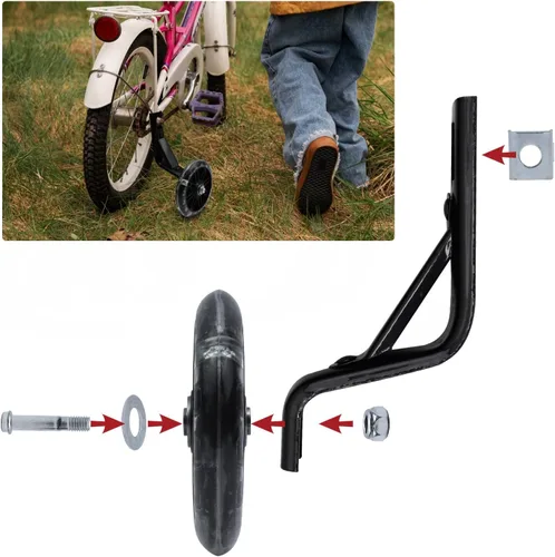 Vista 3 de Par de ruedas auxiliares de bicicleta para niños, accesorios para bicicletas de 12 "14" 16", ruedas de entrenamiento flash