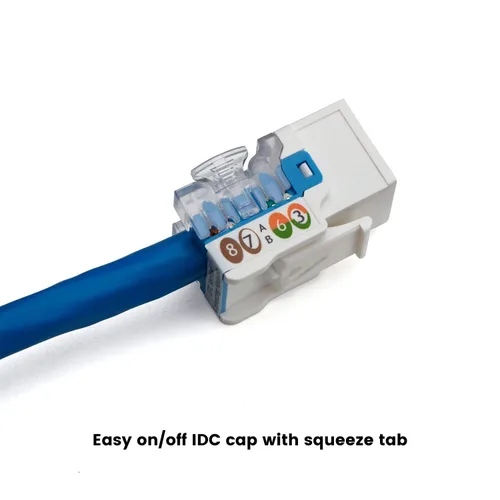 Vista 78 de TRUE CABLE Conector Keystone Cat5e, sin blindaje (UTP), perforado de 90 grados, PoE++ (4PPoE) 100W, certificación UL, verificado ETL, certificado