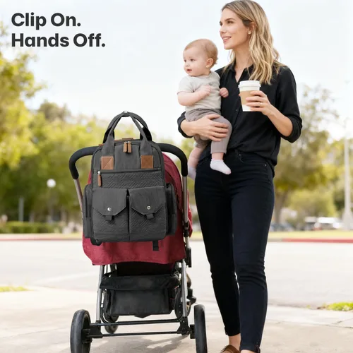 Vista 5 de JSTPRO Mochila para pañales – Bolsa de pañales grande con cambiador portátil como regalo de baby shower, bolsa de viaje unisex ligera e impermeable