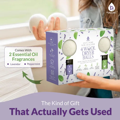 Vista 7 de Pursonic Paquete de 4 bolas de secado de lana para lavandería con aroma a aceite esencial de lavanda y menta, bolas reutilizables para suavizantes