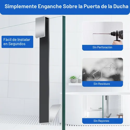 Vista 2 de Ganchos para puerta de ducha de 10 pulgadas, ganchos de ducha para toallas, ganchos de toalla extendidos resistentes sin perforaciones para puerta
