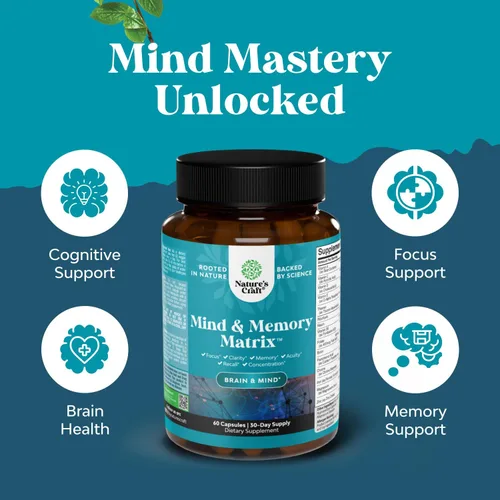 Vista 3 de Suplemento cerebral nootrópico para mejorar la memoria y el enfoque, vitaminas para la salud mental y la claridad con VIT A, B6, riboflavina