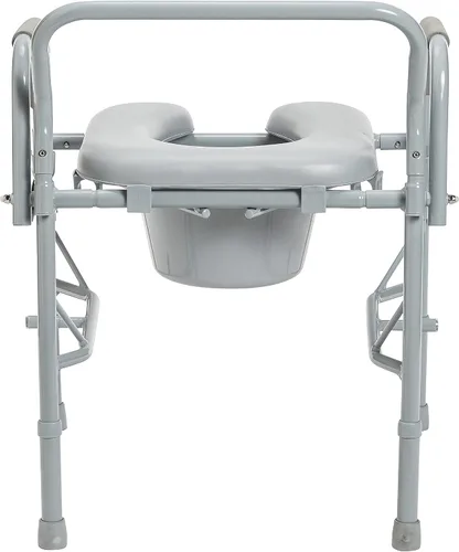 Vista 5 de Drive Medical Silla cómoda para inodoro con asiento acolchado y brazos, gris