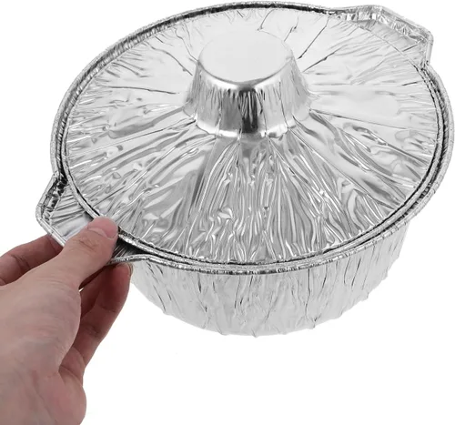 Vista 7 de COHEALI Ollas desechables de papel de aluminio con tapas de 10.03 x 8.66 x 3.74 pulgadas, bandejas de almacenamiento de alimentos para barbacoa