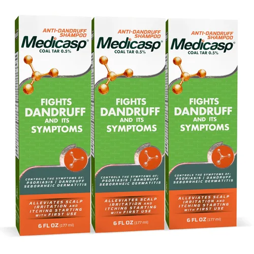 Vista 10 de MEDICASP Shampoo anticaspa con alquitrán de hulla, Trata la caspa, dermatitis seborreica y psoriasis, 6 onzas líquidas Alleviates Symptoms from