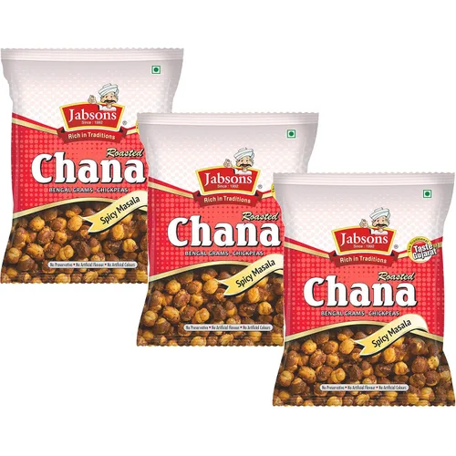 Vista 6 de Jabsons - Garbanzos Chana asados (paquete de 3), 5.29 oz x 3 (Hing Jeera)