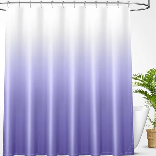 Vista 25 de OLANLY Juego de cortinas de ducha de lujo beige y blanco degradado con 12 ganchos, cortinas de ducha decorativas impermeables y lavables para baño