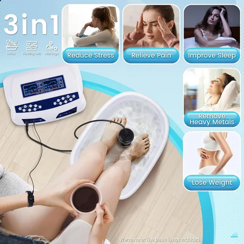Vista 4 de Máquina de desintoxicación de baño de pies iónico, limpieza iónica profesional de doble desintoxicación iónica para baño de pies, spa con iones