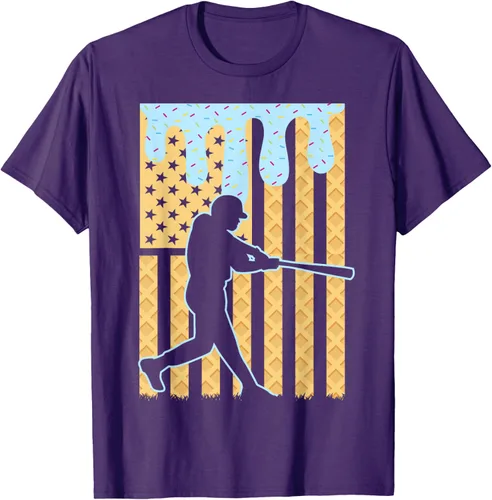 Vista 98 de Camiseta de béisbol Drip Boys Dripping Ice Cream Baseball American Flag, Negro -, Pequeña