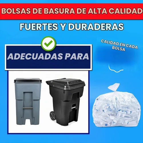 Vista 2 de Tasker Bolsas de basura transparentes de 95 a 100 galones resistentes 25 bolsas Bolsas de basura extragrandes de 96 galones para latas de basura