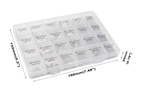 Vista 7 de 24 tipos de tornillos pequeños M1 M1.2 M1.4 M1.5 M1.7 M2, acero inoxidable 304, cabeza Phillips, plana, autorroscantes, kit de surtido M1 M1.2