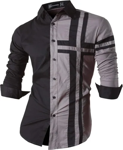 Vista 151 de JZS041, camisa de vestir de manga larga para hombre