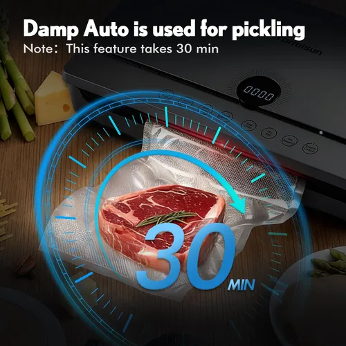 Vista 5 de Sellador al vacío para alimentos 90Kpa Potente máquina de sellado al vacío 7 en 1 modos con bolsa de almacenamiento de frescura Potente
