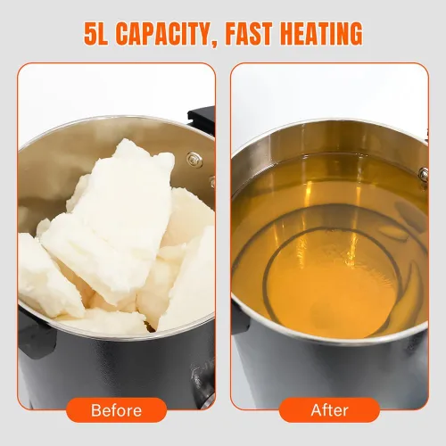 Vista 3 de FAST MELT Derretidor de cera de 5 litros para hacer velas, olla eléctrica de cera con boquilla fácil de verter y control de temperatura