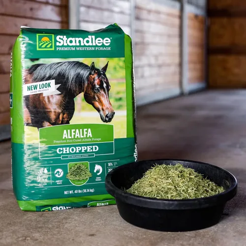 Vista 5 de standlee Heno picado de alfalfa, heno de alfalfa para caballos y ganado, 35 libras