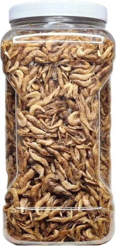 Vista 2 de Camarón rojo liofilizado de 1/2" a 1 y 1/4" flotante camarón rojo de río para todos los tropicales, tortugas, peces koi y estanque, roedores