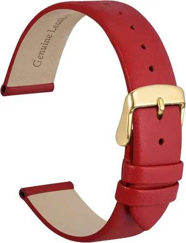 Vista 18 de WOCCI Correa de reloj elegante de 0.315 in de ancho, correa de repuesto de cuero genuino con hebilla dorada (negro)