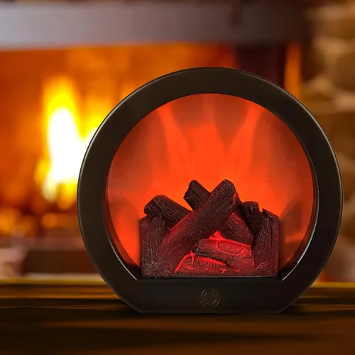 Vista 4 de Ragyzity Faroles LED portátiles sin llama, luz de chimenea con efecto de llama de registro de simulación LED, interruptor táctil, llama