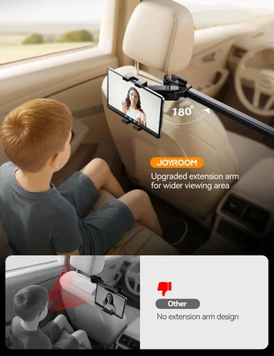 Vista 2 de JOYROOM Soporte para tablet iPad para asiento trasero de automóvil, brazo de extensión, soporte para iPad Pro, Air, Mini, Galaxy Tab, Kindle Fire