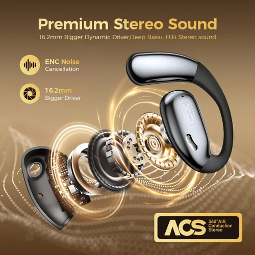 Vista 4 de Auriculares de oreja abierta, auriculares Bluetooth de 50 horas de reproducción con micrófono con cancelación de ruido, auriculares inalámbricos
