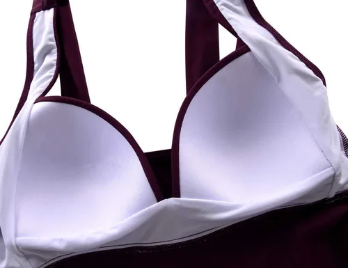 Vista 6 de Hilor Traje de baño tankini para mujer, parte superior de natación con nudo frontal envolvente push up