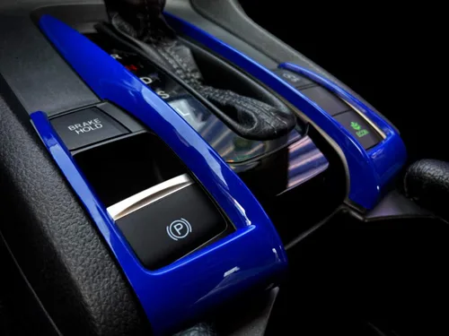 Vista 4 de GZXinWei ABS caja de engranajes embellecedores cambio transmisión decoración etiqueta cubierta azul para Honda 10ª generación Civic 2016 2017 2018